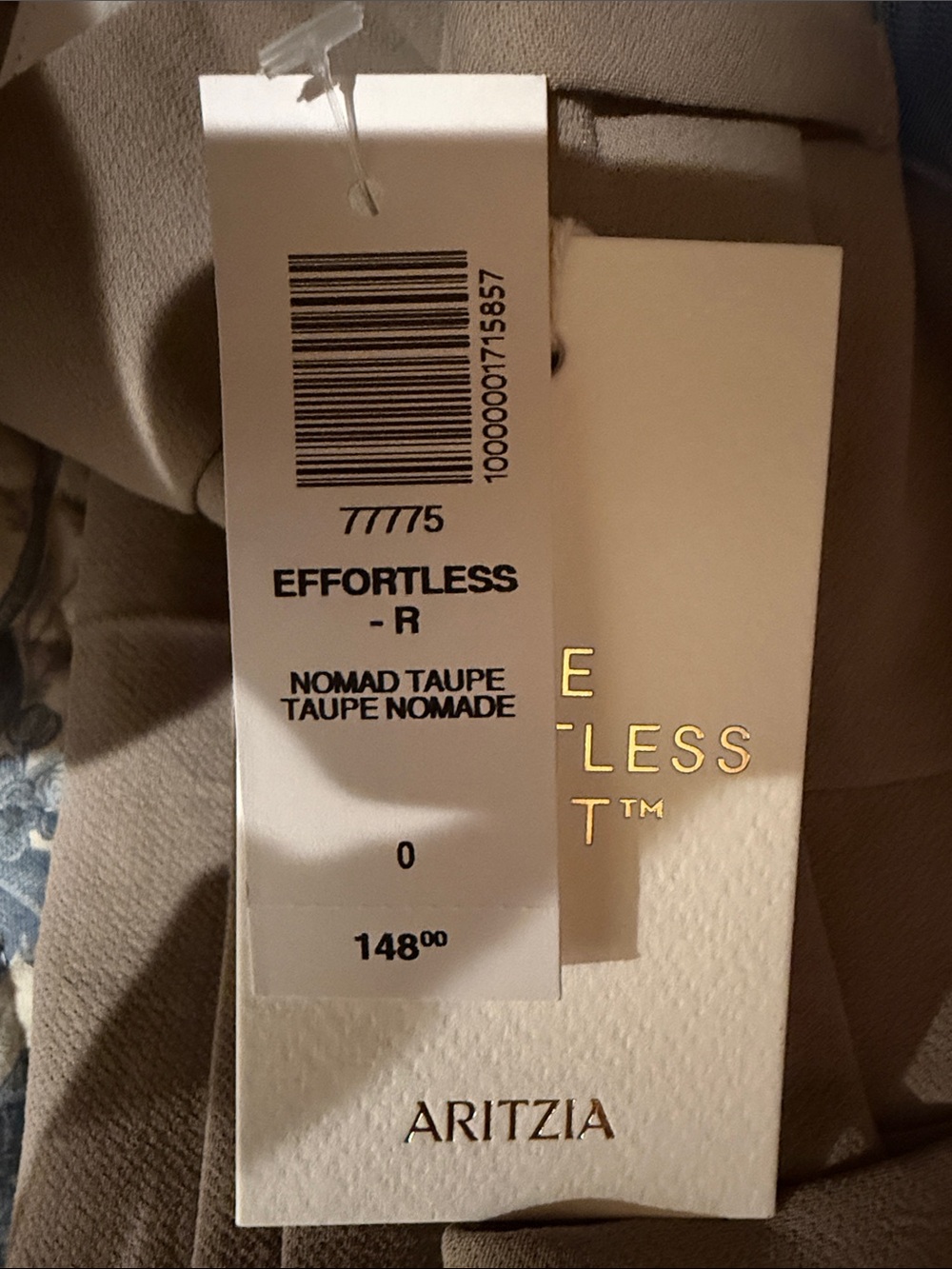 NWT Aritzia Effortless Pant, Size 0 in Nomad Taupe - Picture 6 of 7